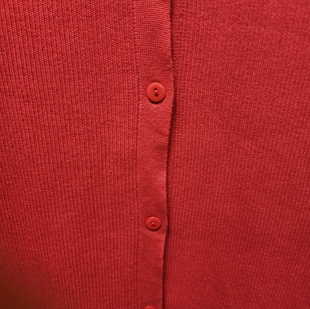 Fitted Button-Front Raspberry Midi Dress with Collar - Picture 5 of 10